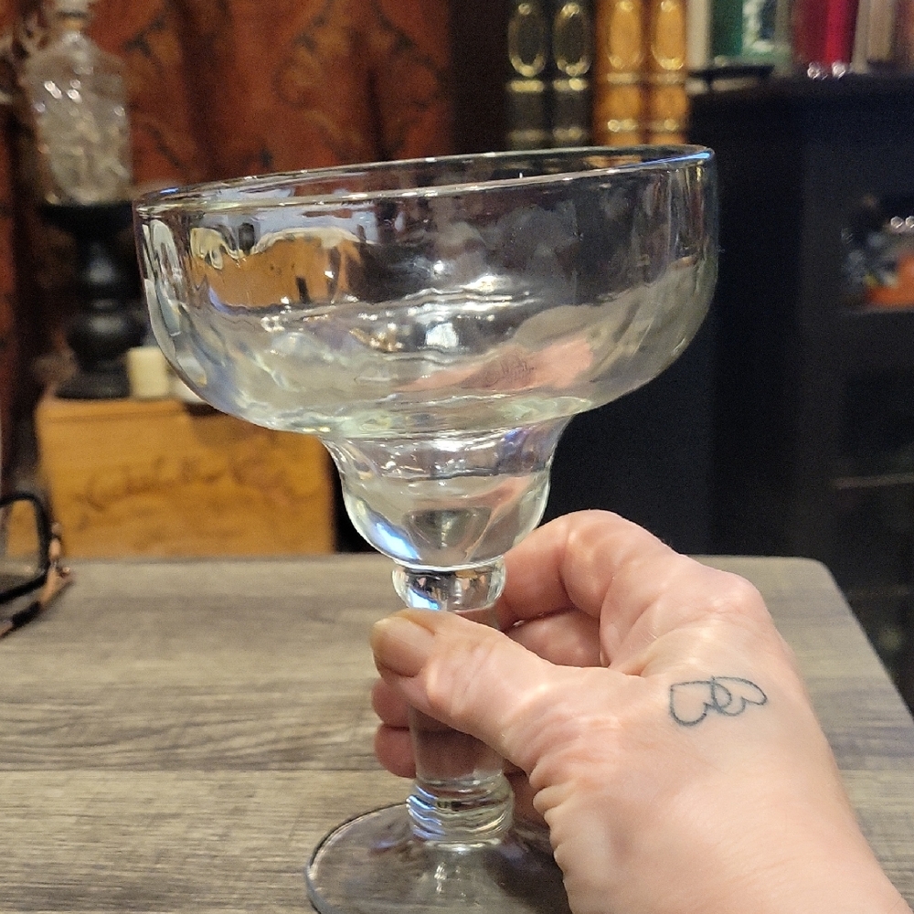 5 For 25.00/Heavy Margherita Glass/ EUC/pebbled Thick Crystal